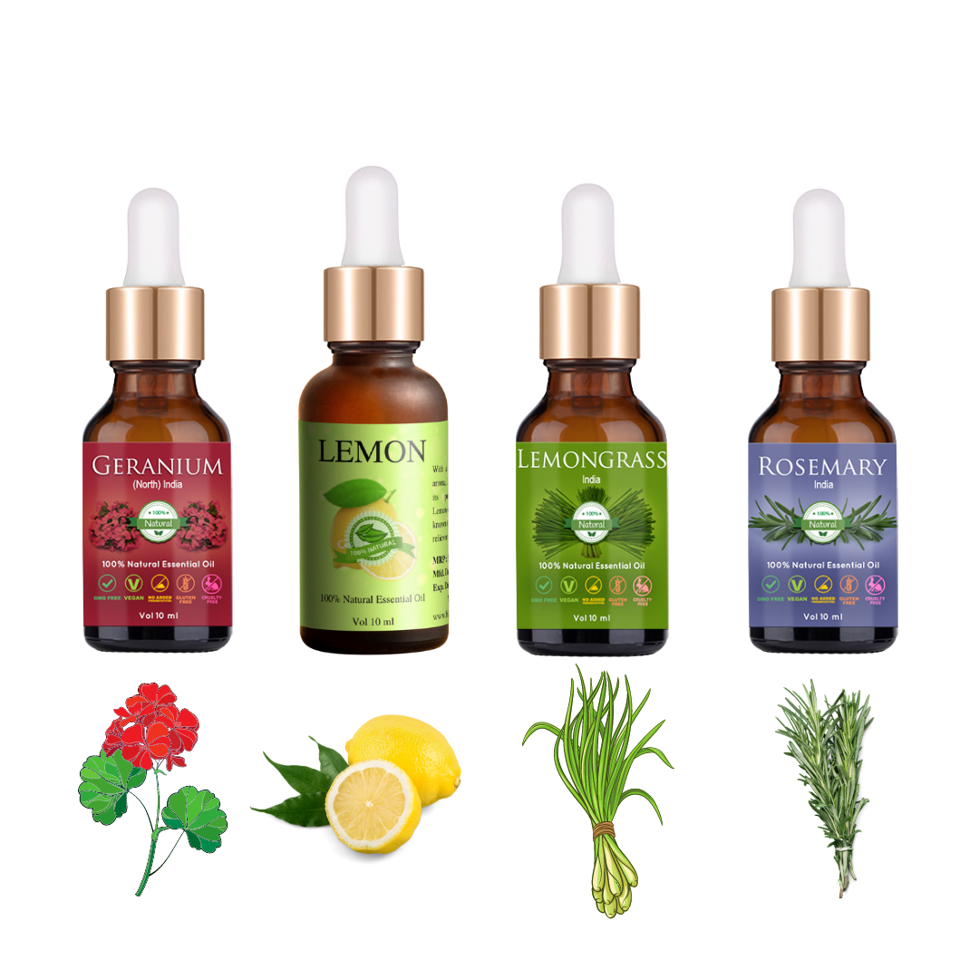 4 Delightful and Work-Enhancing Essential Oils For Office (50 ml Spritzer Glass Bottle Freee With This Pack)