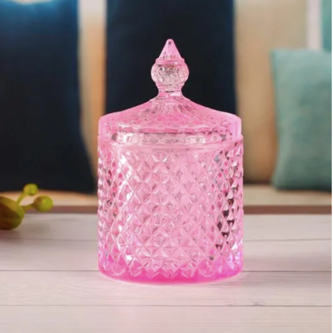 Madurai Jasmine:  Light Pink Crystal Jar (Double Wicks)