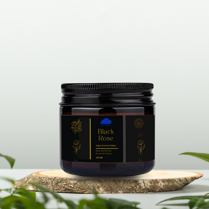 Black Rose :  Soy Wax Candle in Amber Jar 100 gm