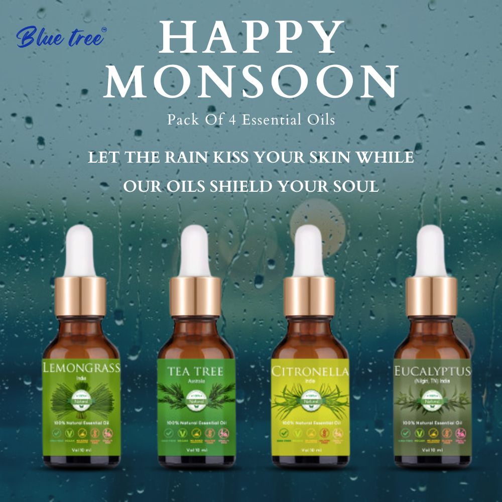 Happy Monsoon Essential Oils Pack (50 ml Spritzer Glass Bottle Freee With This Pack)