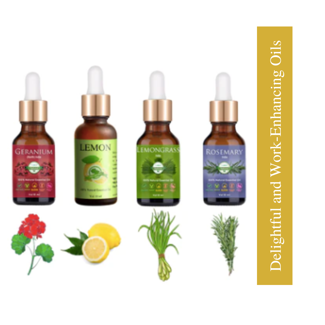 4 Delightful and Work-Enhancing Essential Oils For Office (50 ml Spritzer Glass Bottle Freee With This Pack)