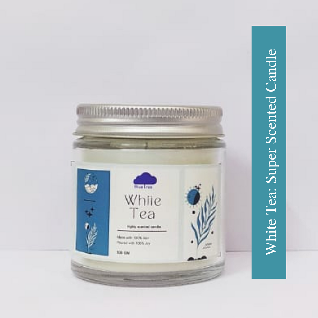 White Tea :  Soy Wax Candle in Transparent Jar 100 gm with cork