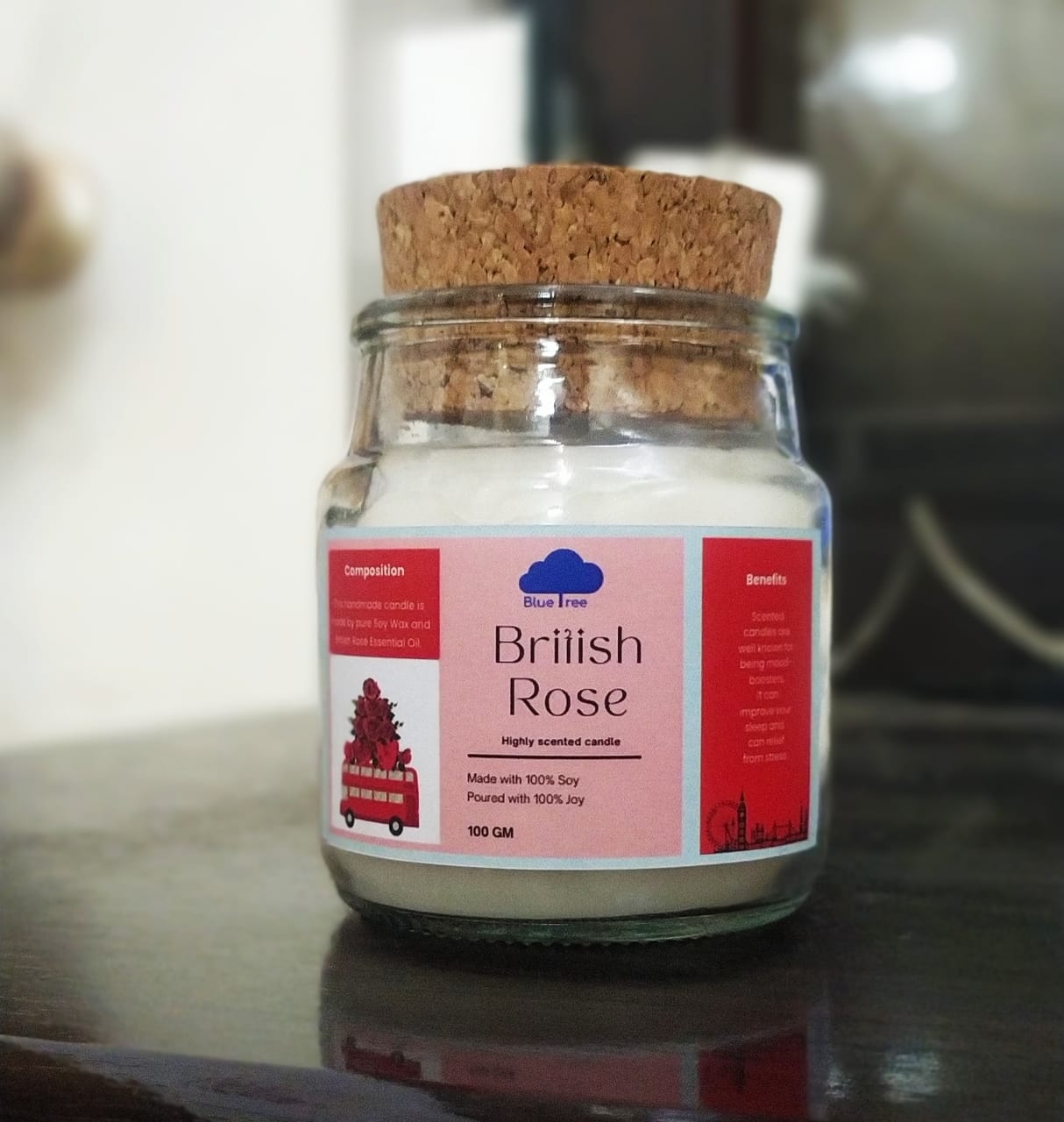 British Rose Cork Jar Candle : Soy Wax